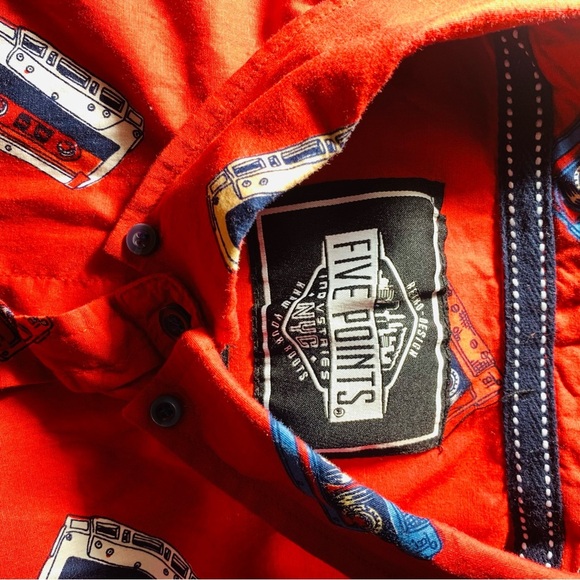 Retro Design Five Points Red Graphic Men's Shirt Buttoned SZ Slim Fit Flex XL. - Picture 6 of 9